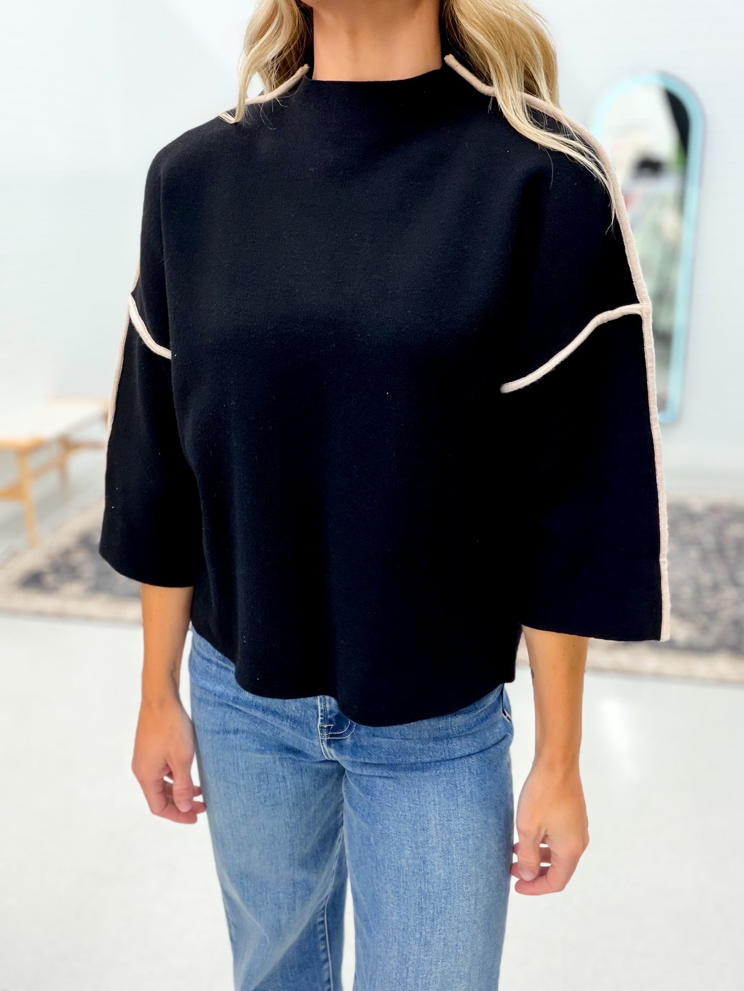 On Arrival Mock Neck Sweater Black