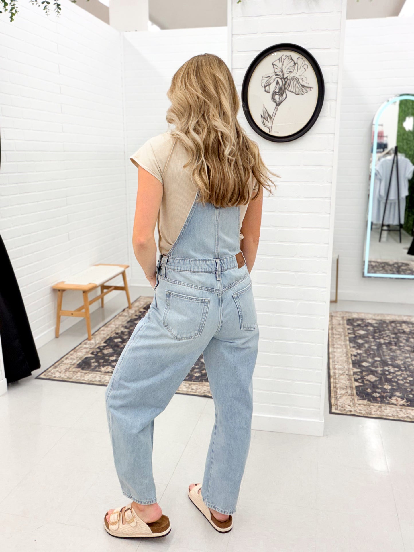 Hidden Dylan Light Wash Classic Barrel Cropped Overalls