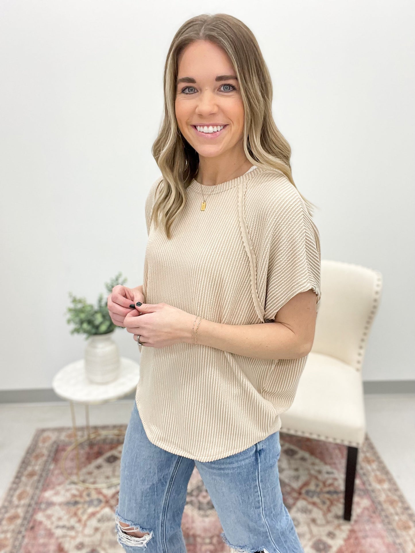 Spring Fever Ribbed Tunic Top