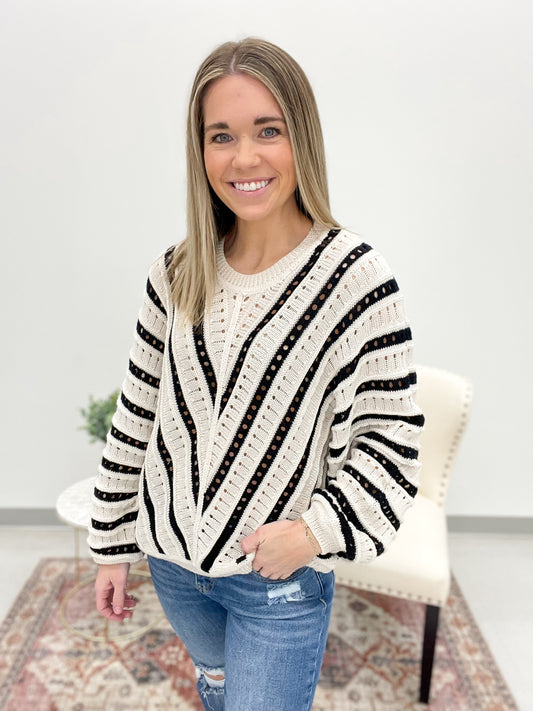 Looking Back Chevron Knit Pullover Sweater