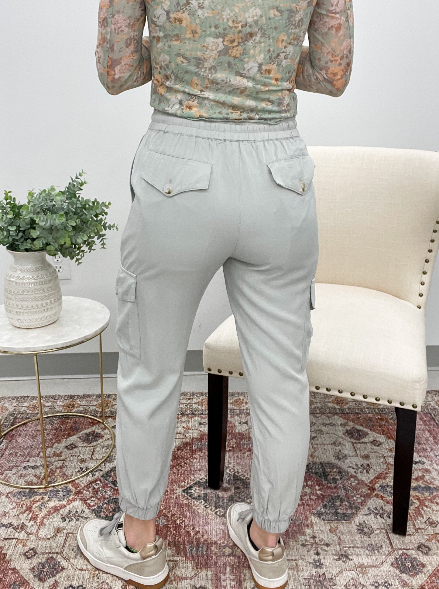 In Her Own Tencel Cargo Joggers Gray Small