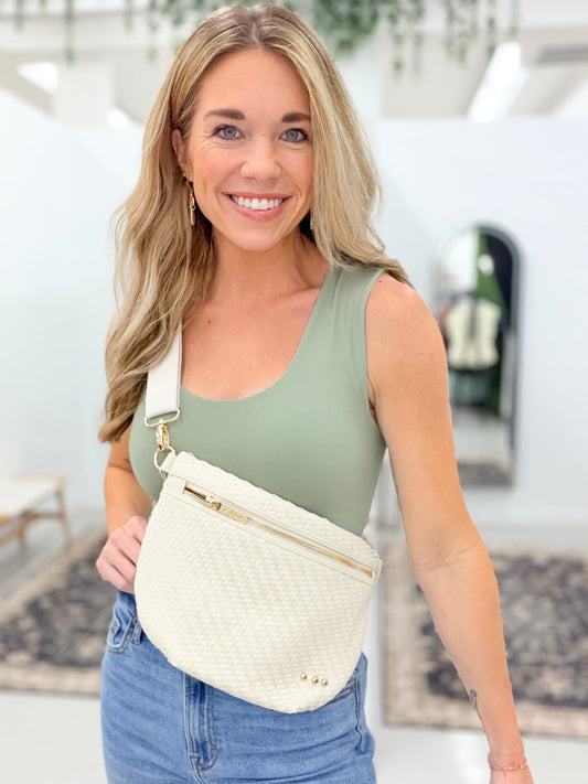 The Westlyn Diagonal Woven Bag Cream