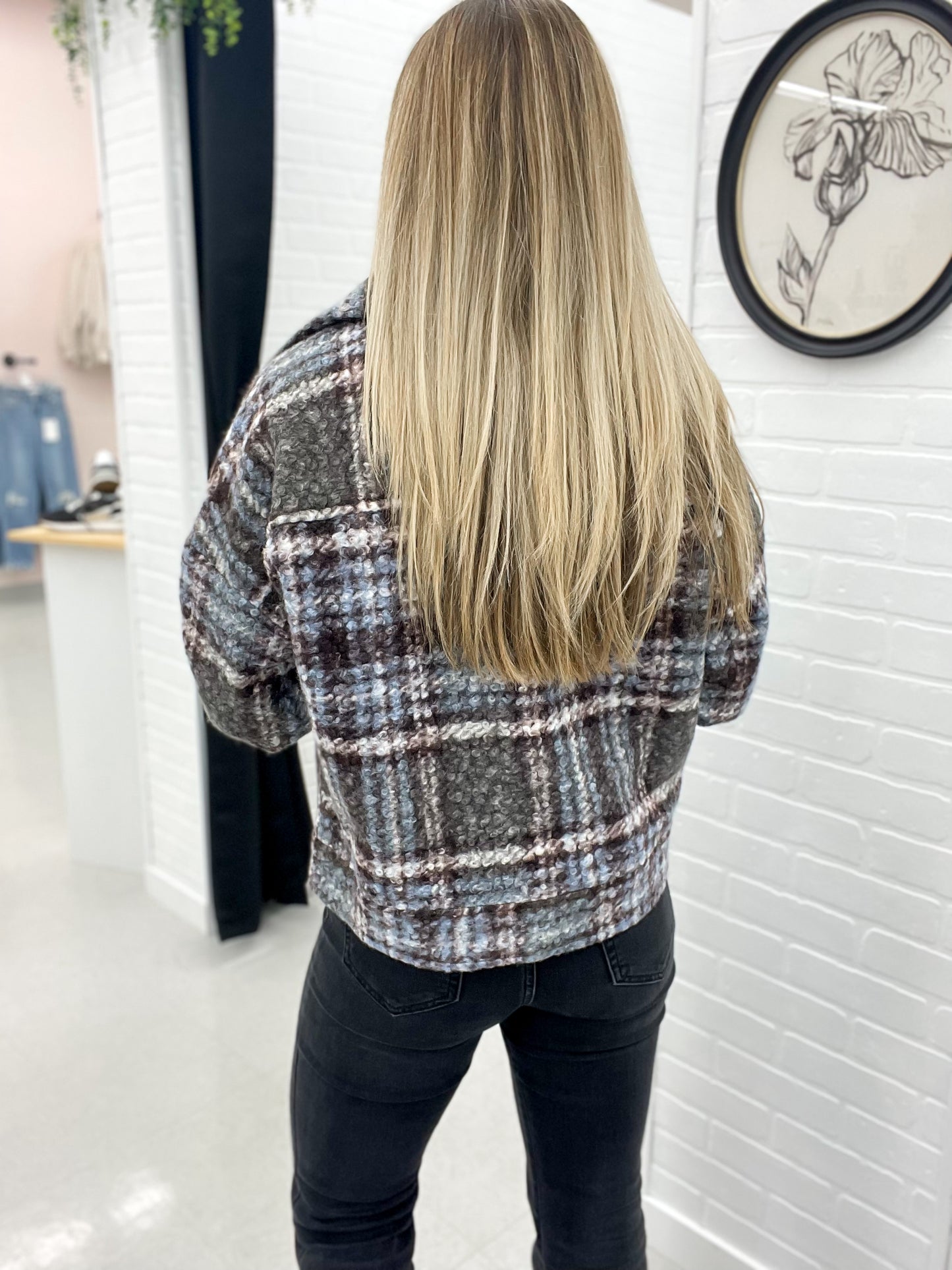 More Than Enough Plaid Teddy Jacket Winter Frost