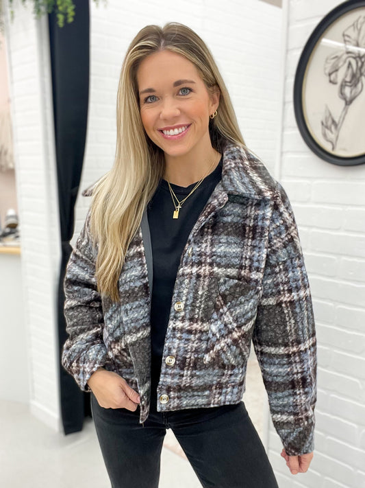 More Than Enough Plaid Teddy Jacket Winter Frost