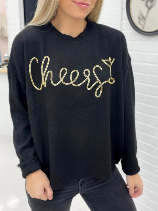 Cheers Beaded Sweater Black