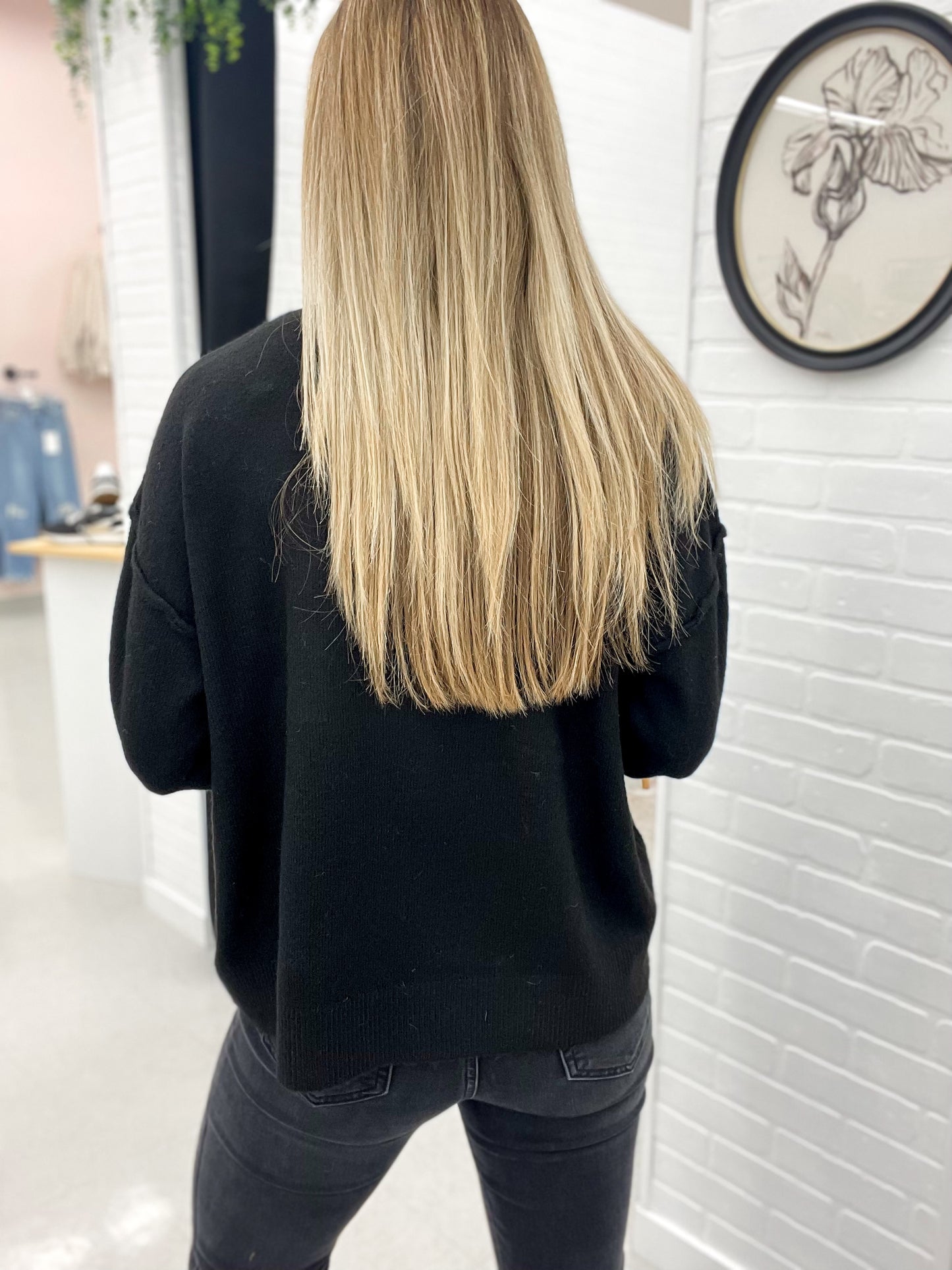 Cheers Beaded Sweater Black