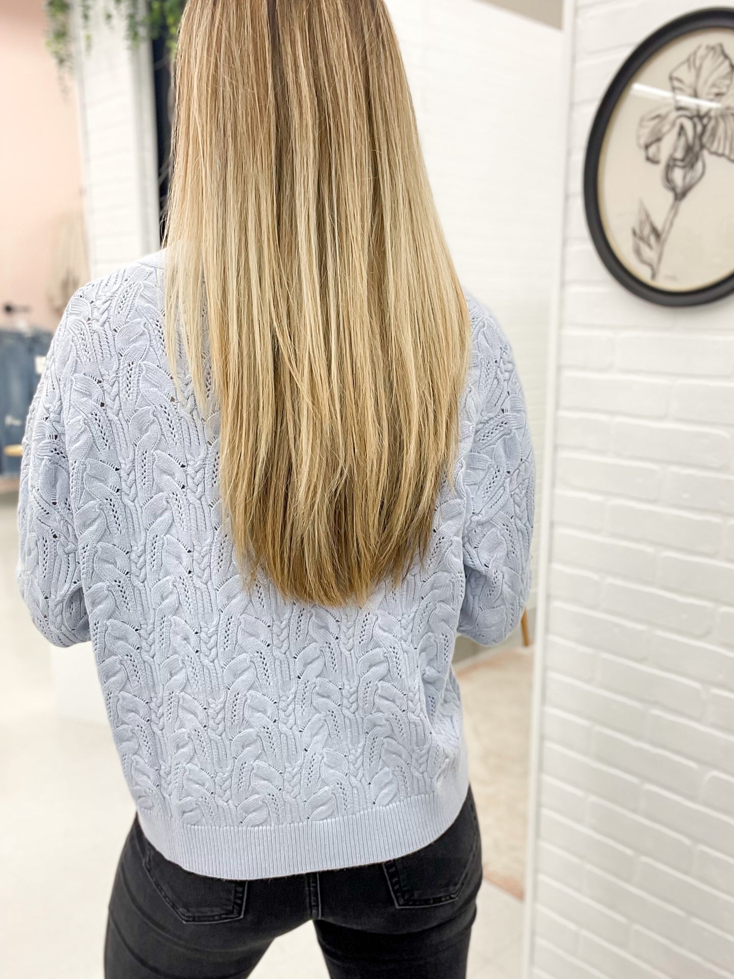 Elevated Button Front Textured Detail Cardigan Icy Lavender S-3X