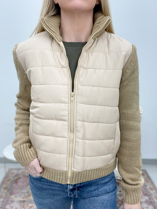 Cozy Up Hybrid Sweater Jacket Light Camel