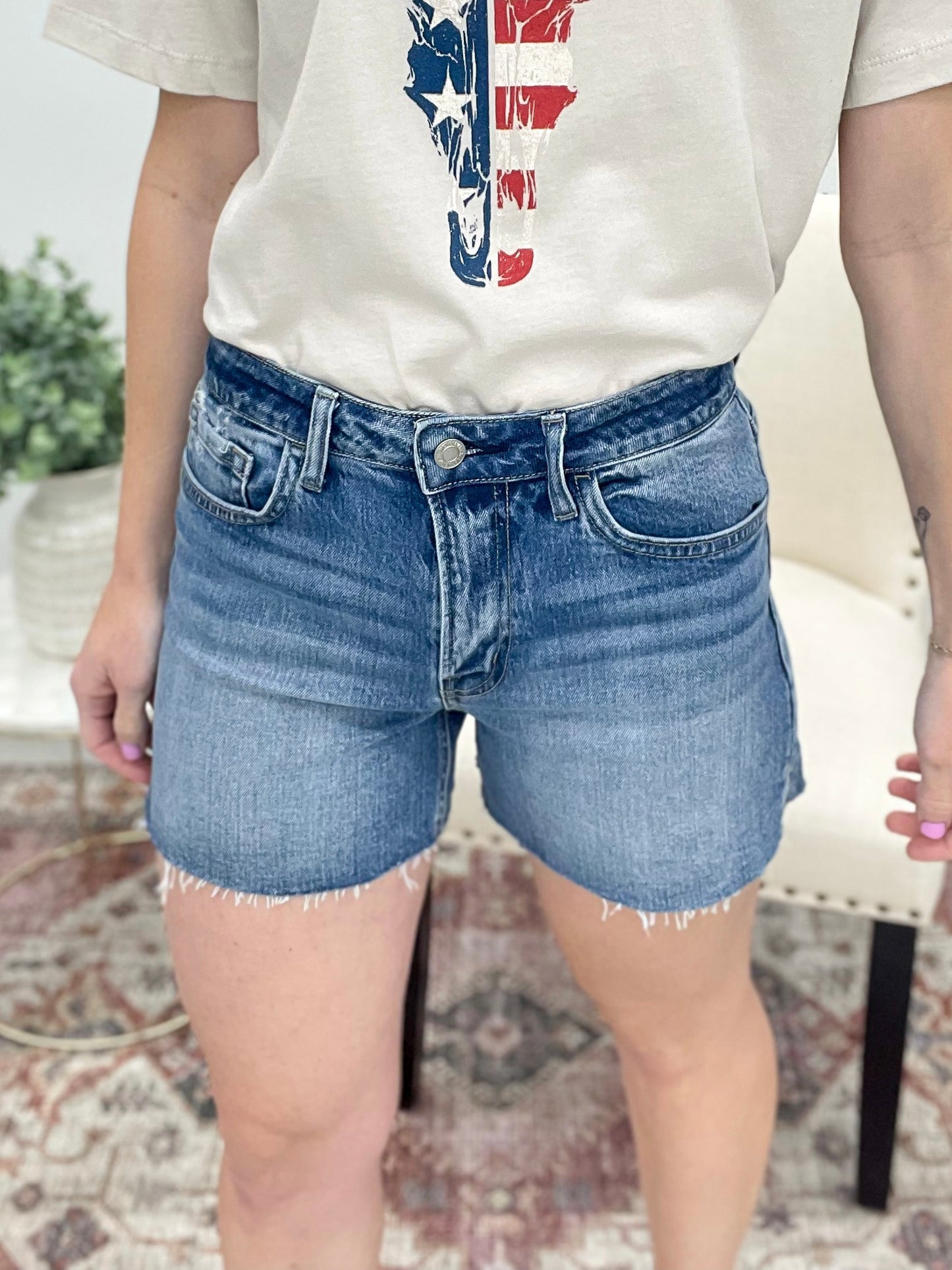 The Rebecca High Rise Denim Shorts Medium