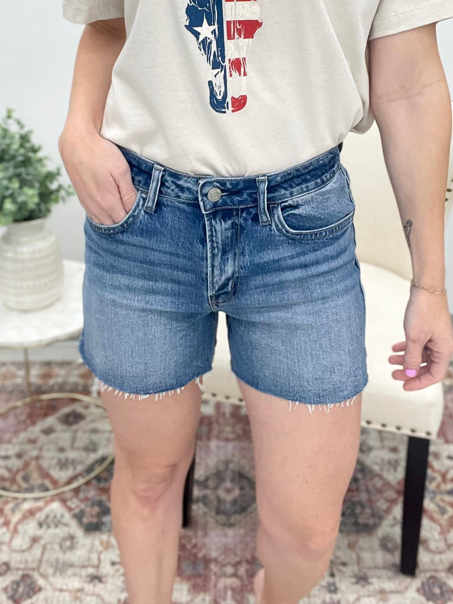 The Rebecca High Rise Denim Shorts Medium