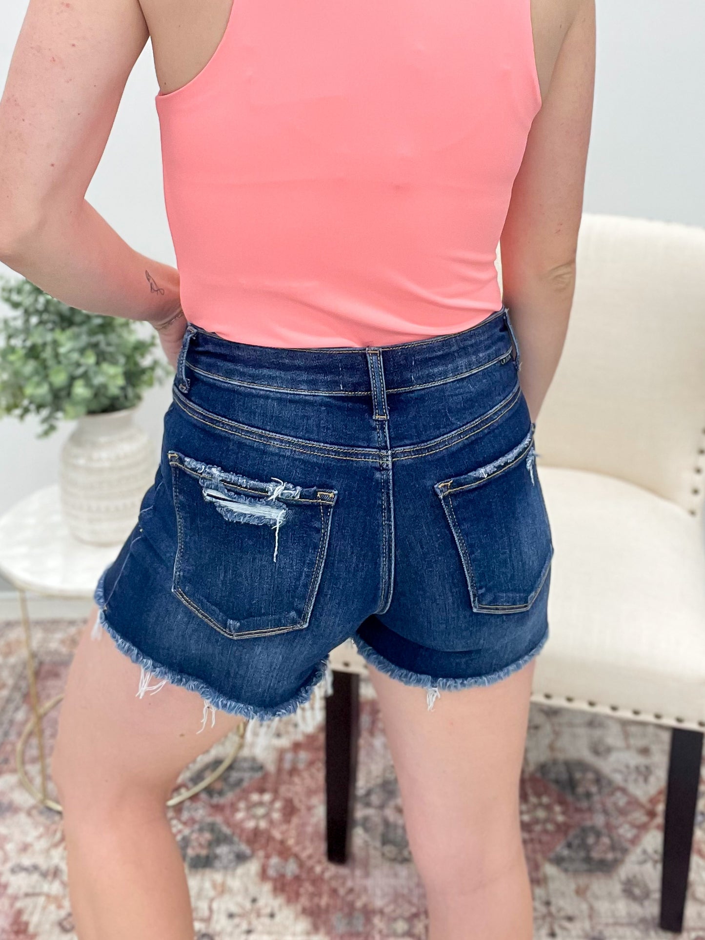 The Jude High Rise Shorts Dark Wash Extended