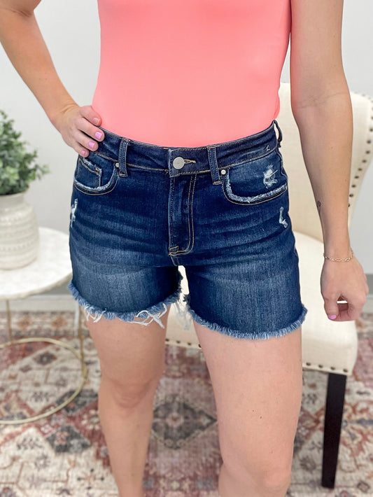 The Jude High Rise Shorts Dark Wash Extended