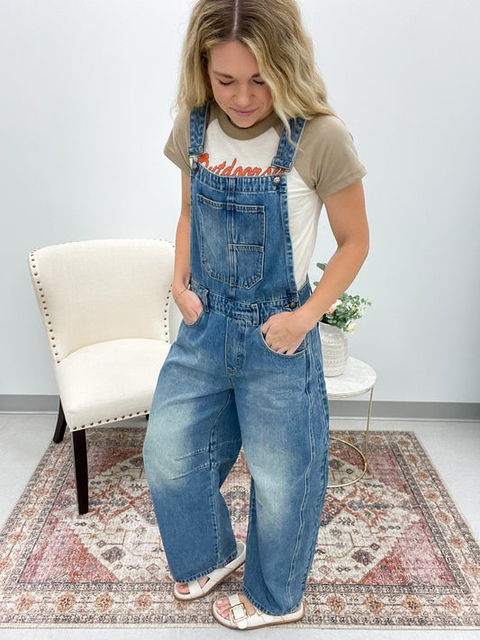 Lady Luck Denim Barrel Overalls S-XL