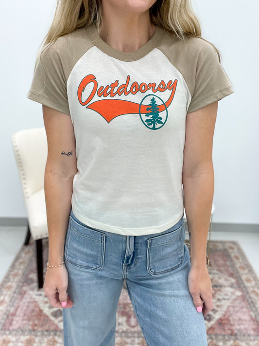 Girl Dangerous Outdoorsy Raglan Tee Mocha/Bone XS