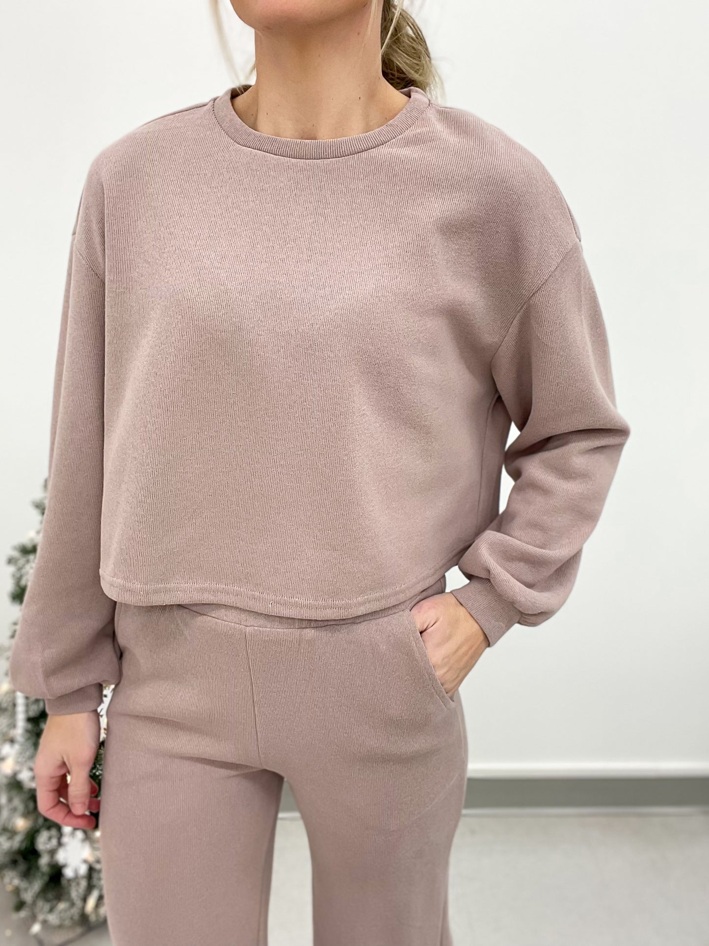 Effortless Brushed Knit Cozy Set Mauve