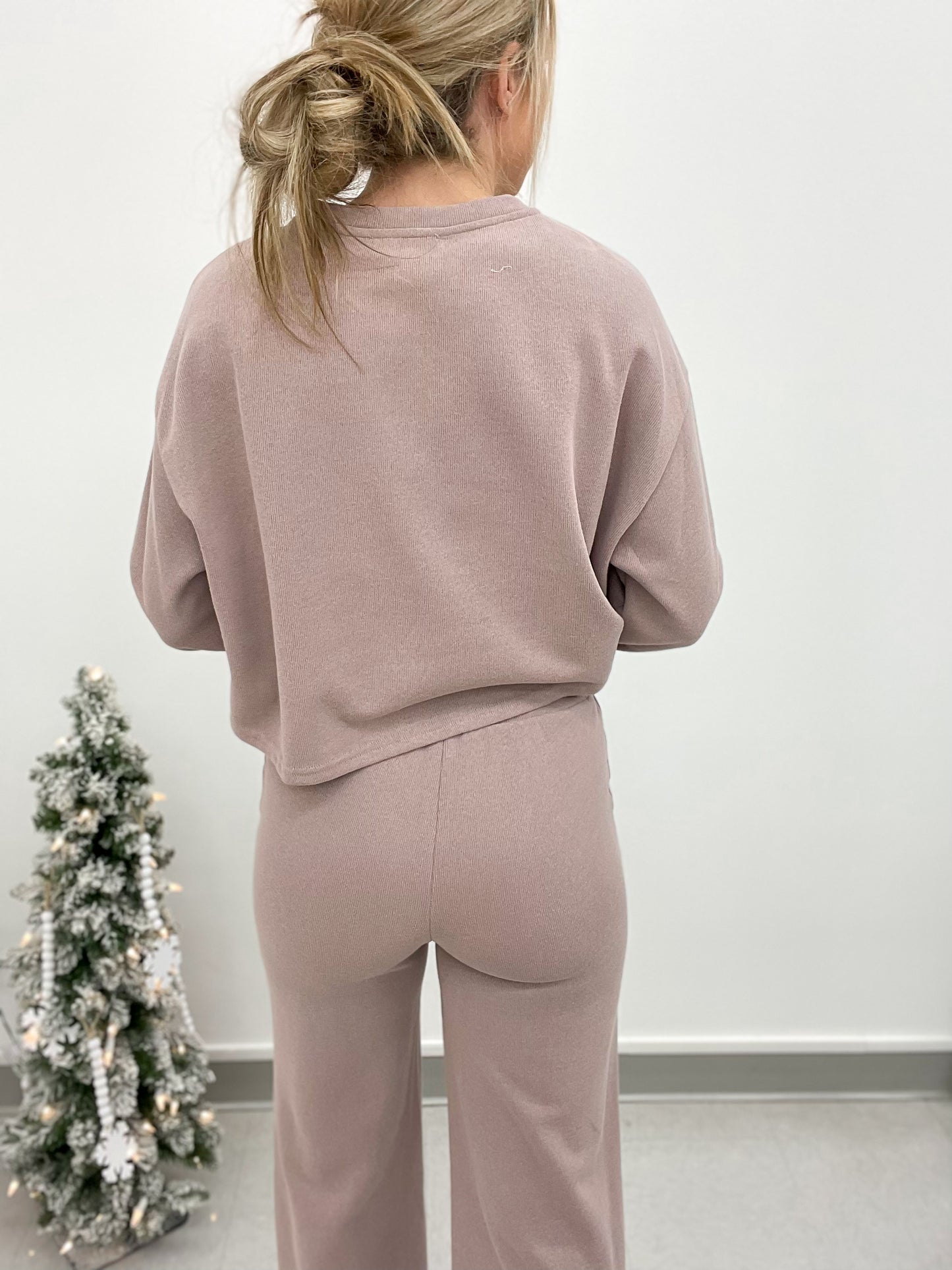 Effortless Brushed Knit Cozy Set Mauve