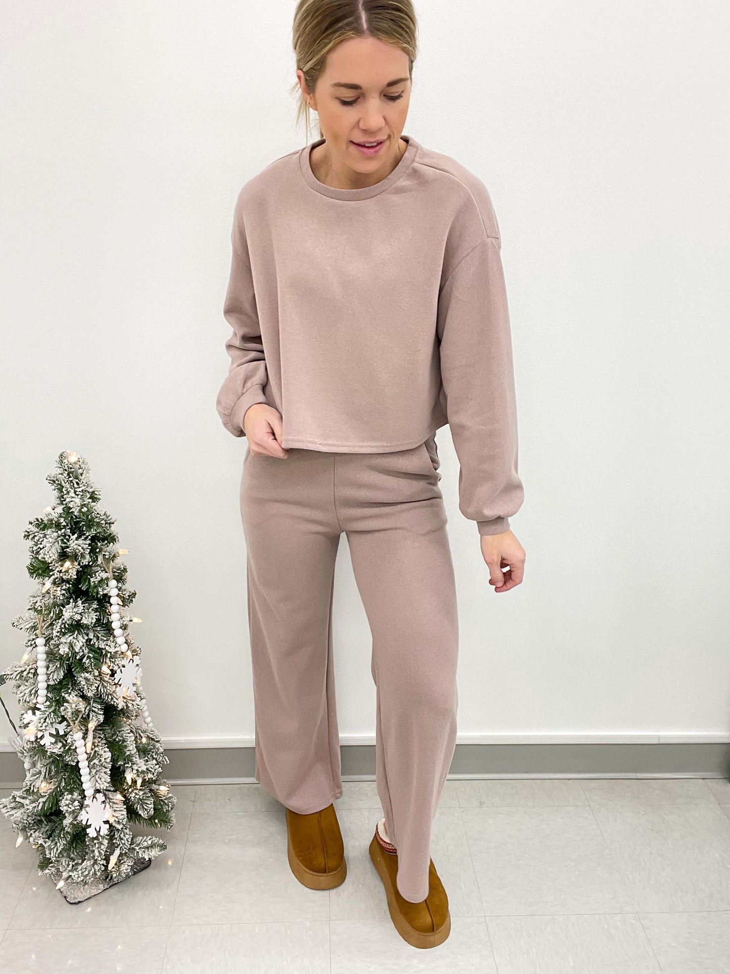 Effortless Brushed Knit Cozy Set Mauve