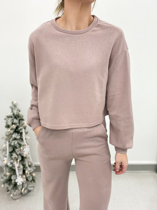 Effortless Brushed Knit Cozy Set Mauve