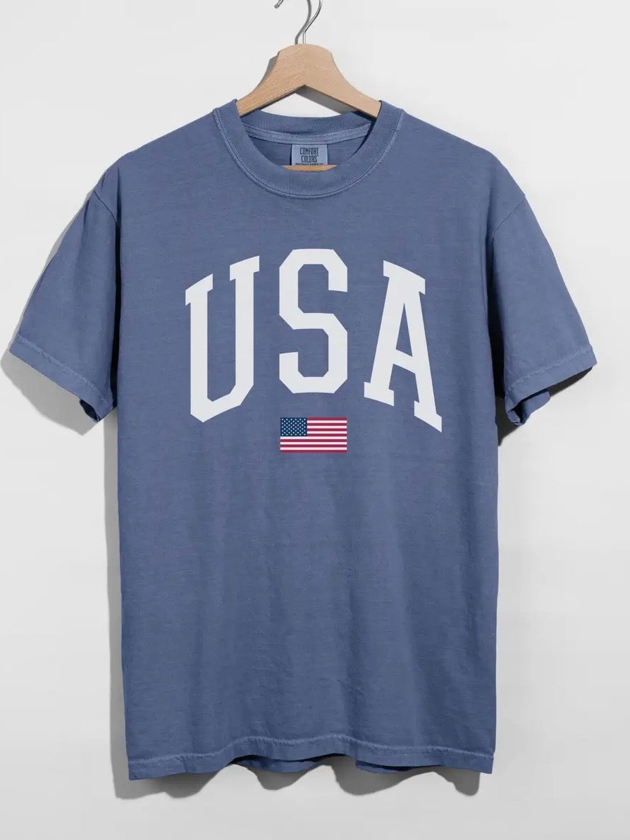 USA Varsity Graphic Tee Blue Jean
