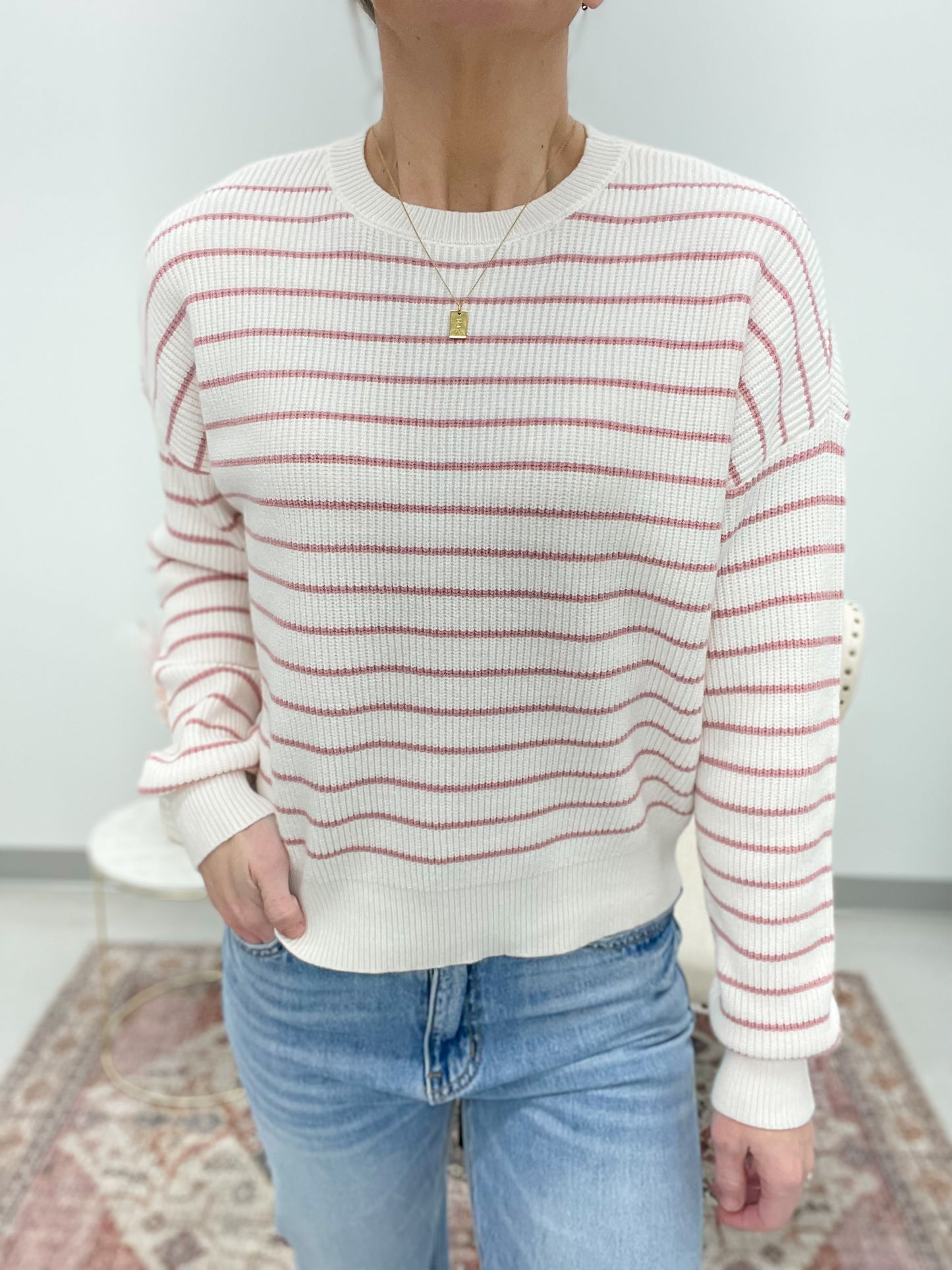 The Ely Sweater Pink Stripe