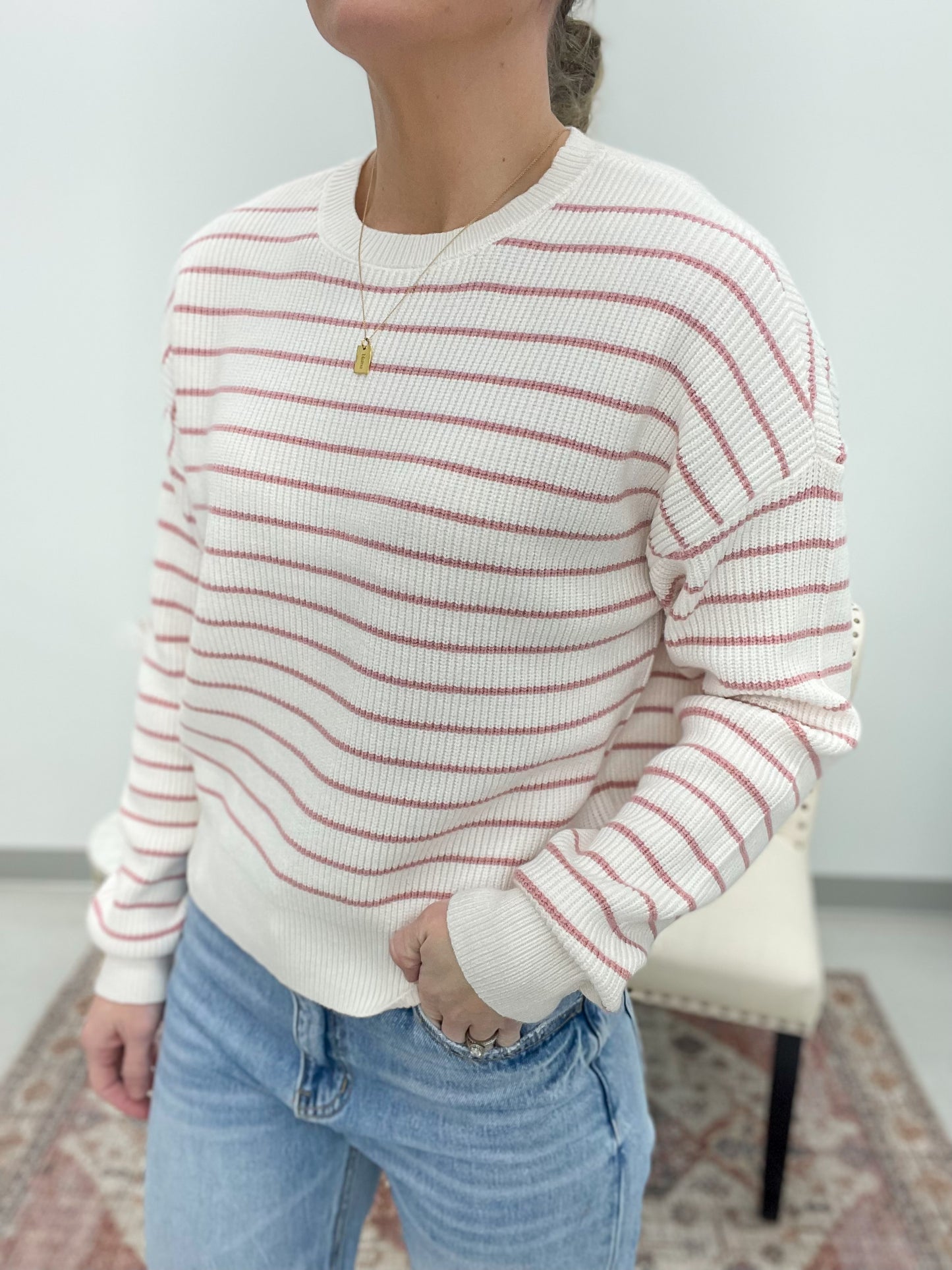 The Ely Sweater Pink Stripe