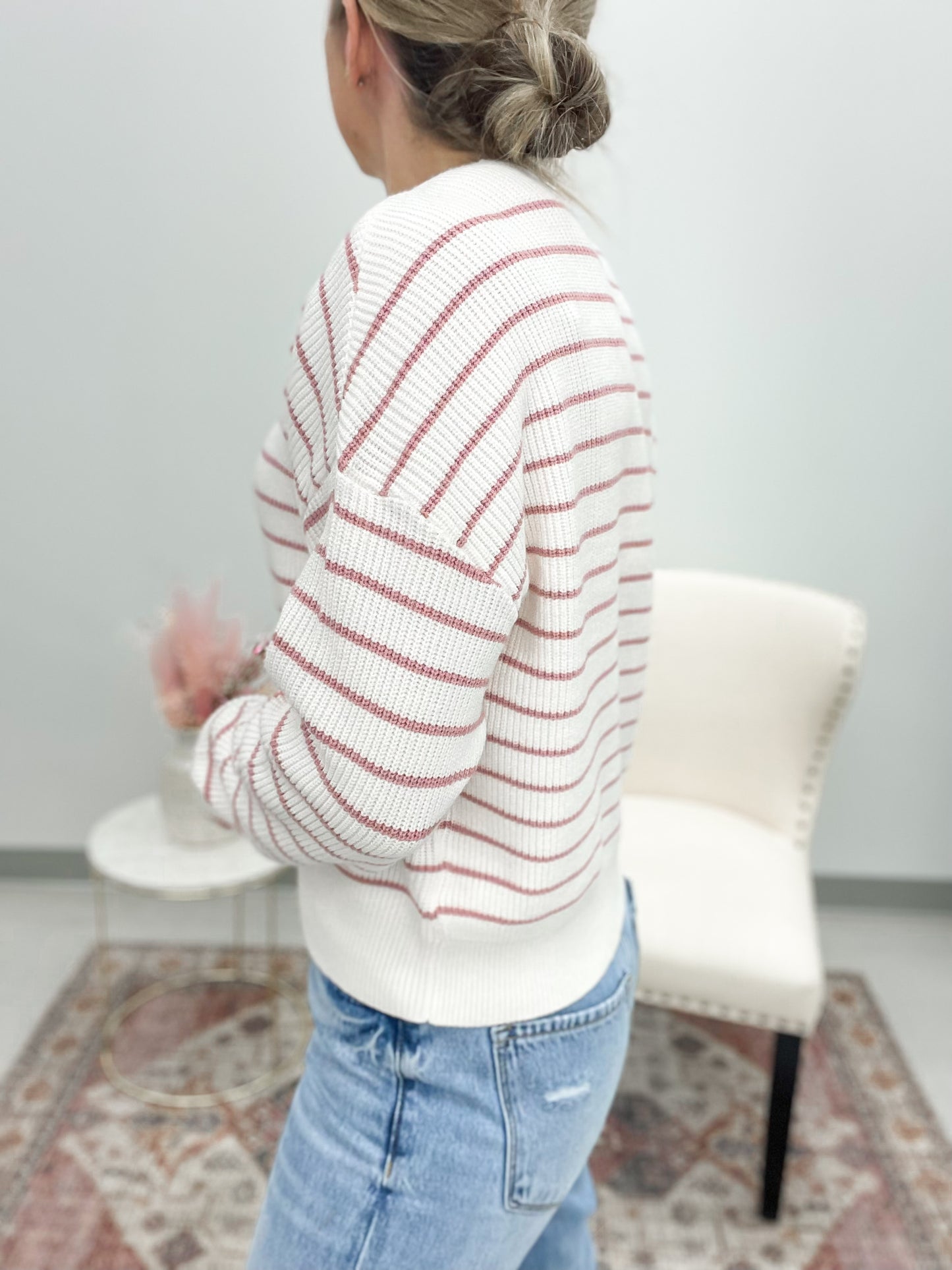 The Ely Sweater Pink Stripe