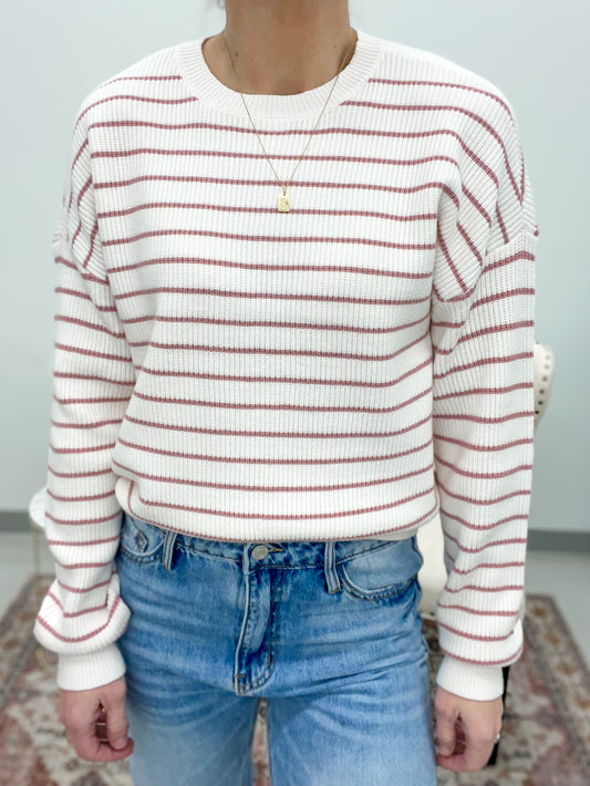 The Ely Sweater Pink Stripe