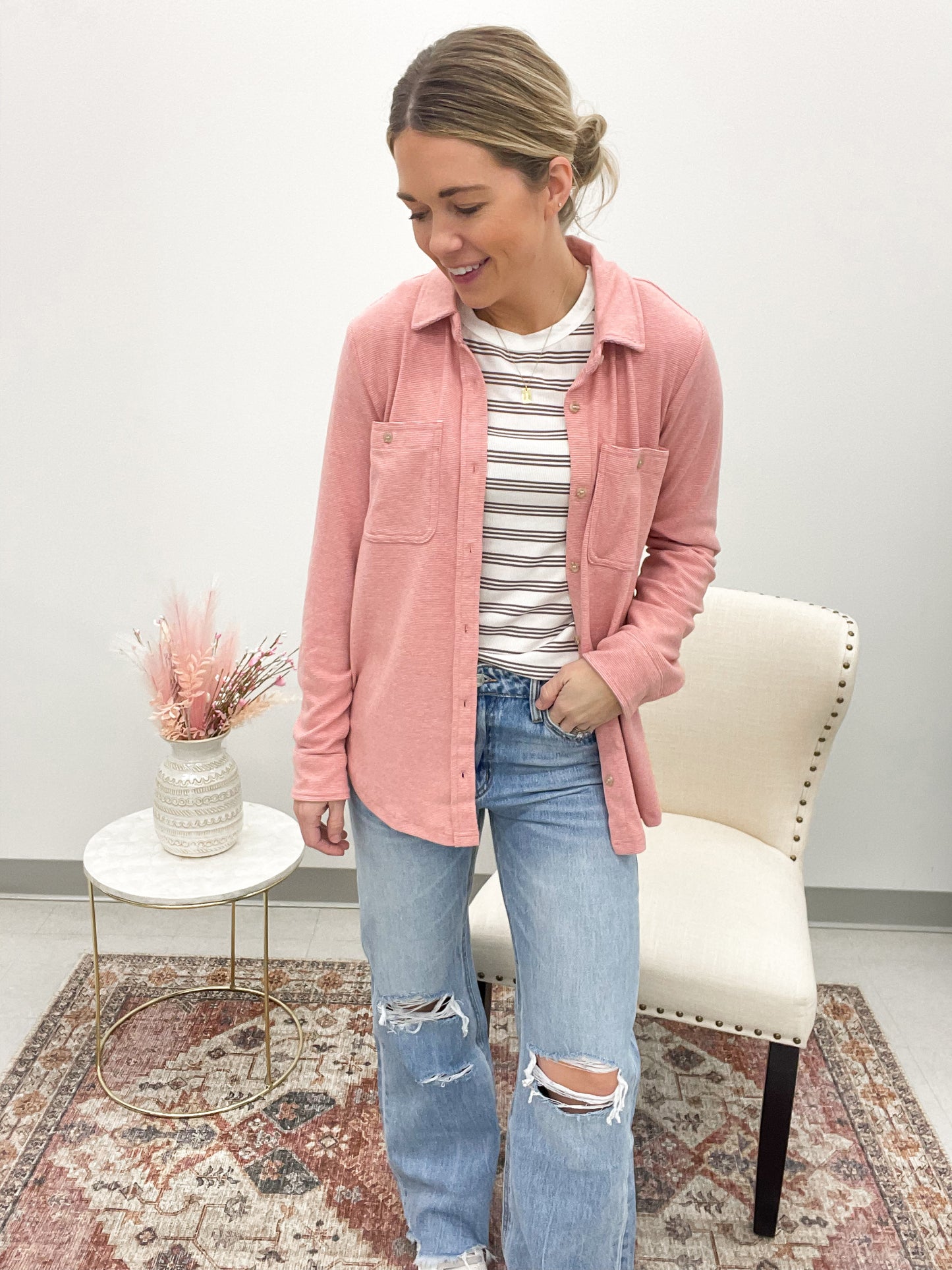 The Lewis Shirt Jacket Rose Pink