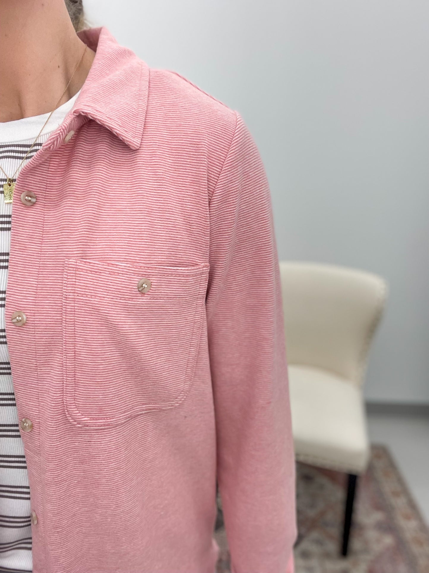 The Lewis Shirt Jacket Rose Pink