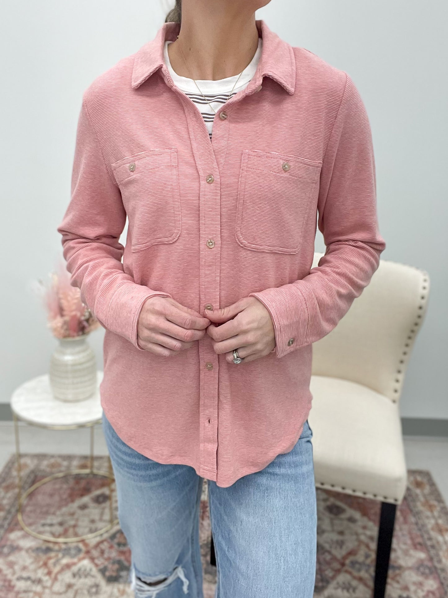 The Lewis Shirt Jacket Rose Pink