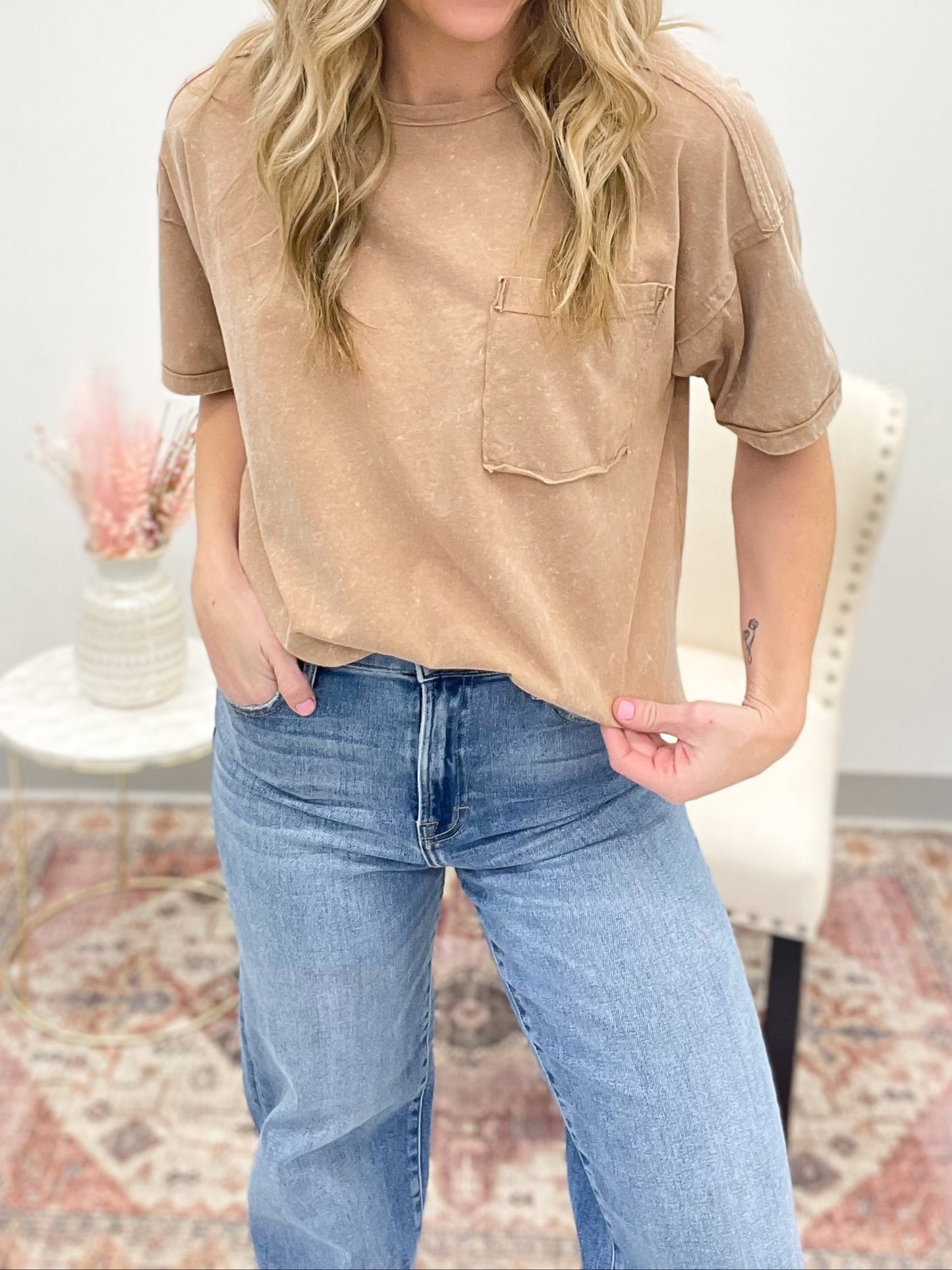 Every Day Style Mineral Wash Top Taupe