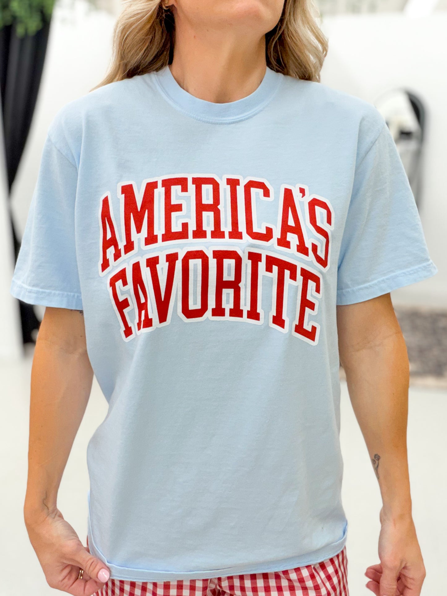 America's Favorite Patriotic Graphic Tee Baby Blue