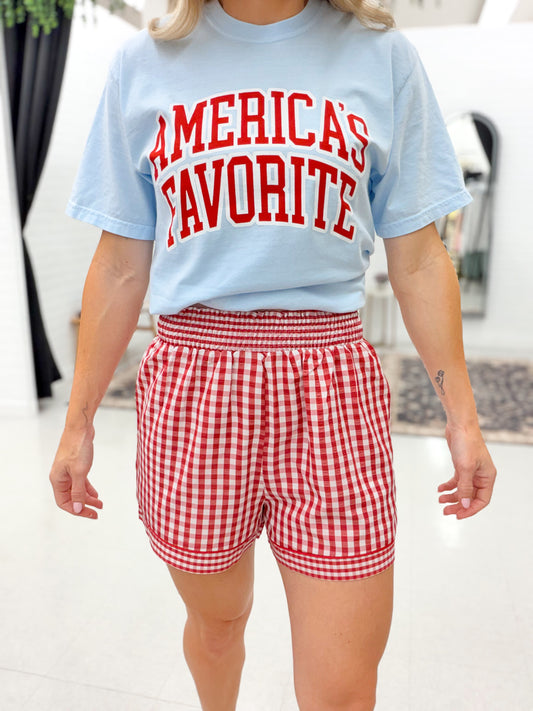 Going Places Gingham Shorts Red