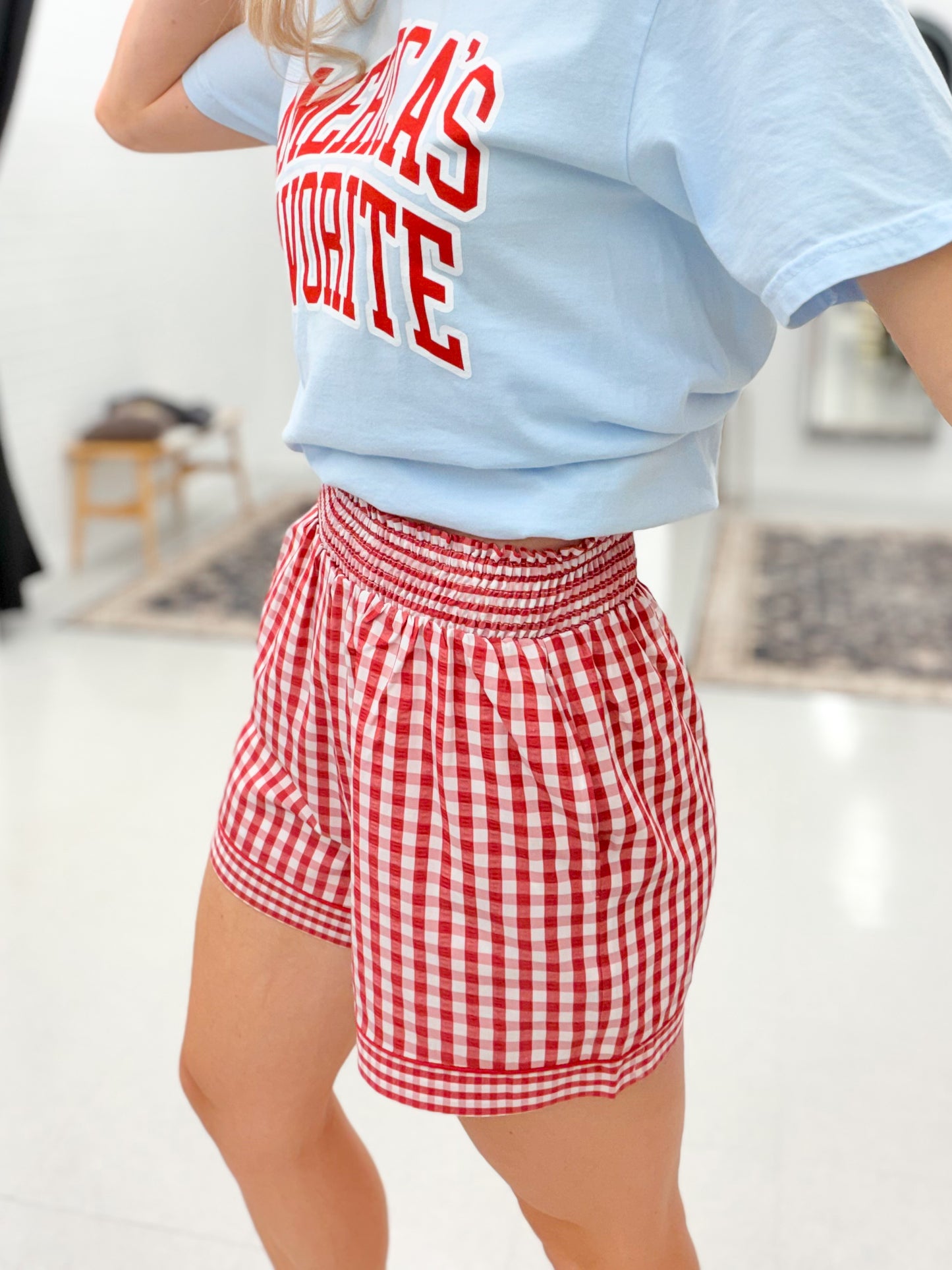 Going Places Gingham Shorts Red