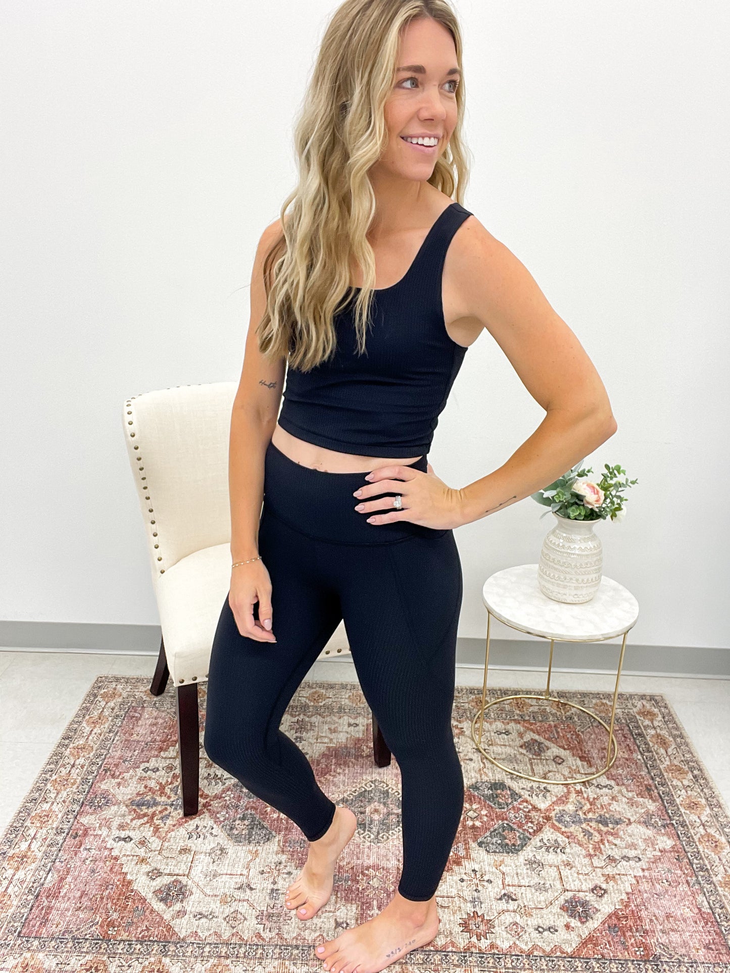 Went For It Ribbed Athletic Set Black