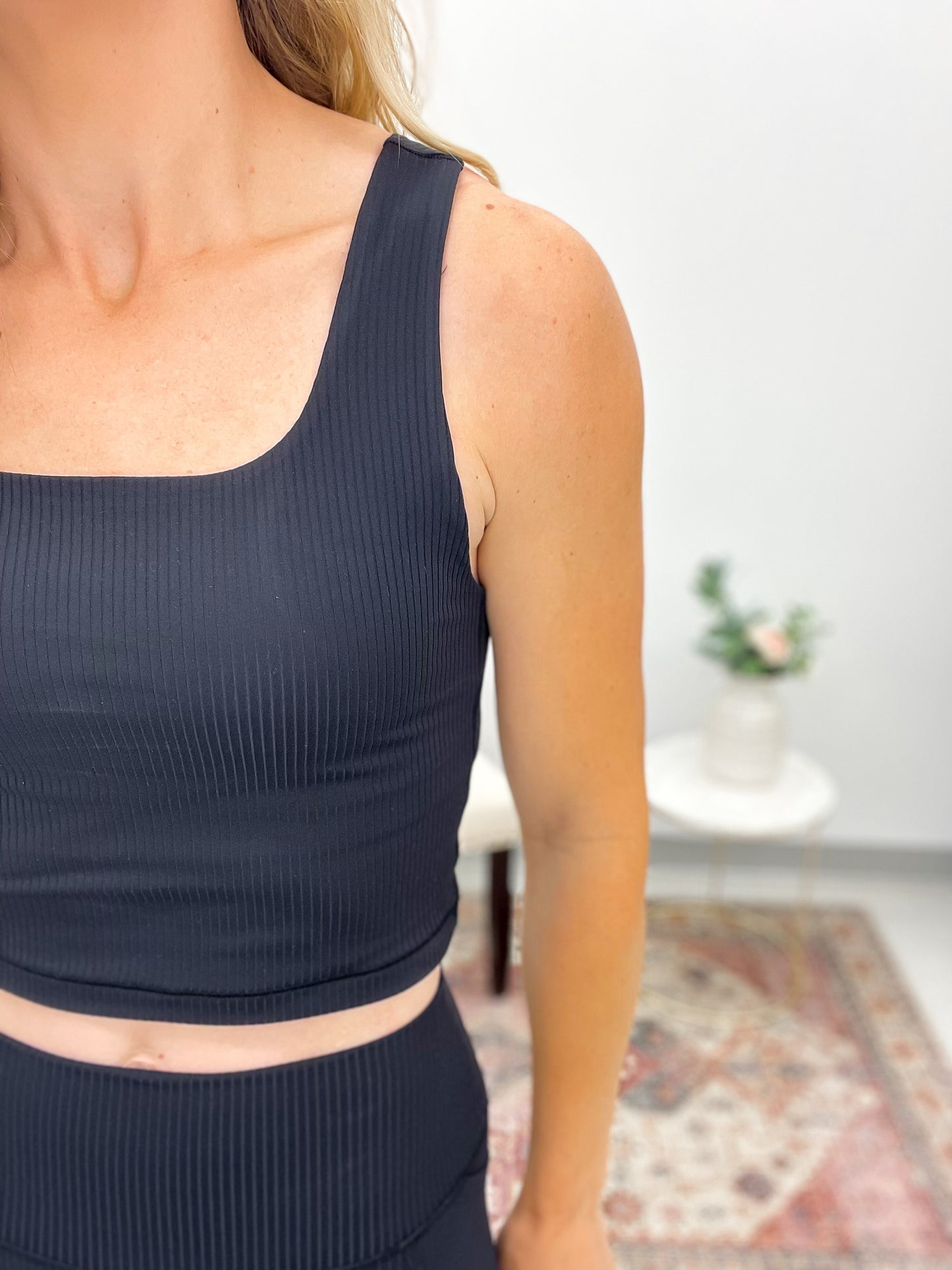 Went For It Ribbed Athletic Set Black