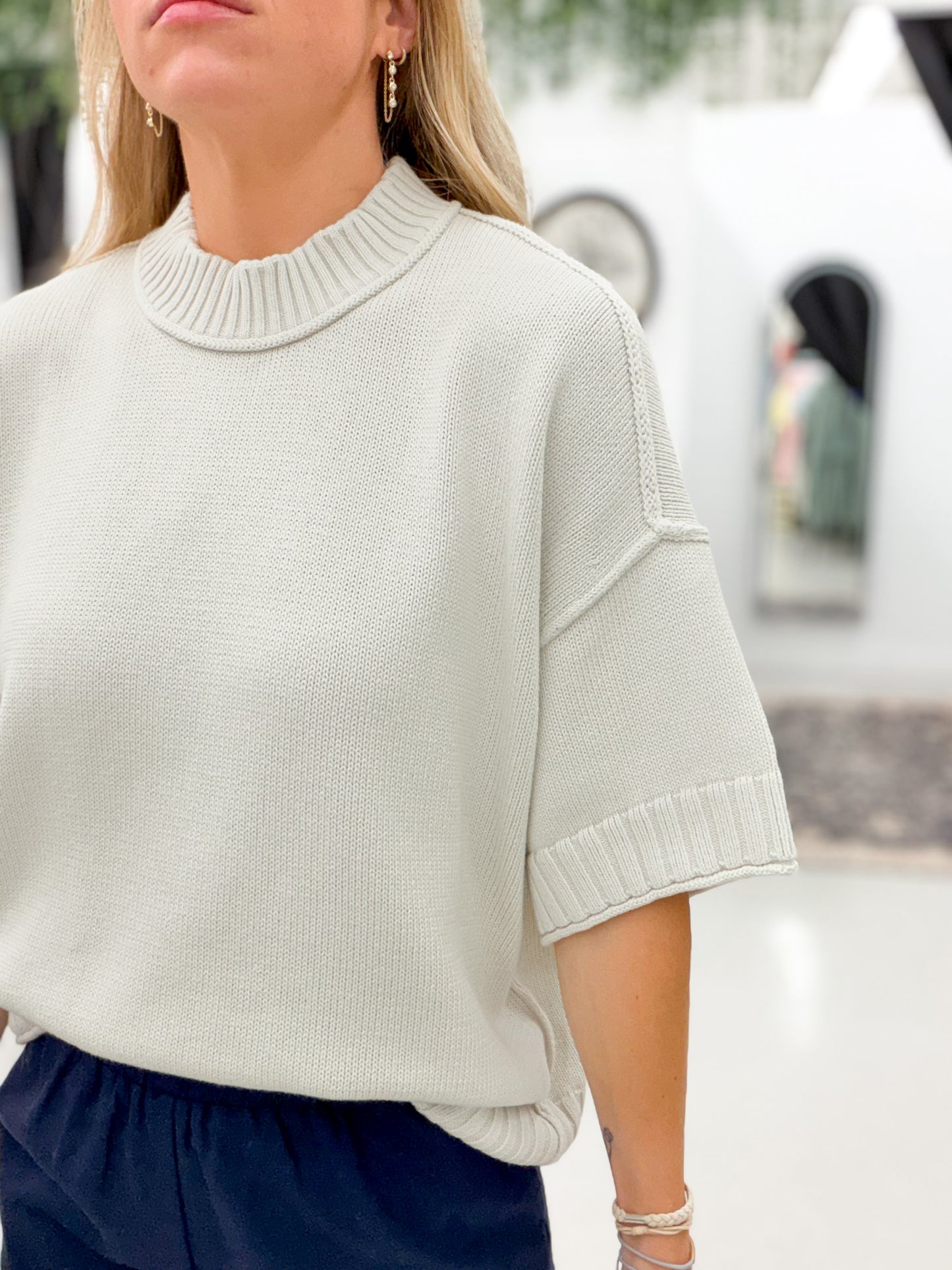 Her Era Short Sleeve Sweater Dove Gray
