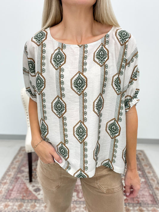 Dream Chaser Geometric Boat Neck Blouse