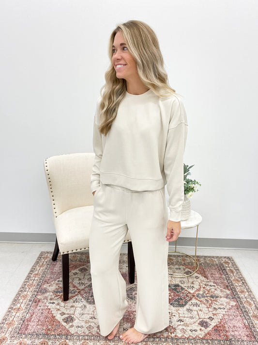 Travel Time Luxe Ribbed Athleisure Set Natural