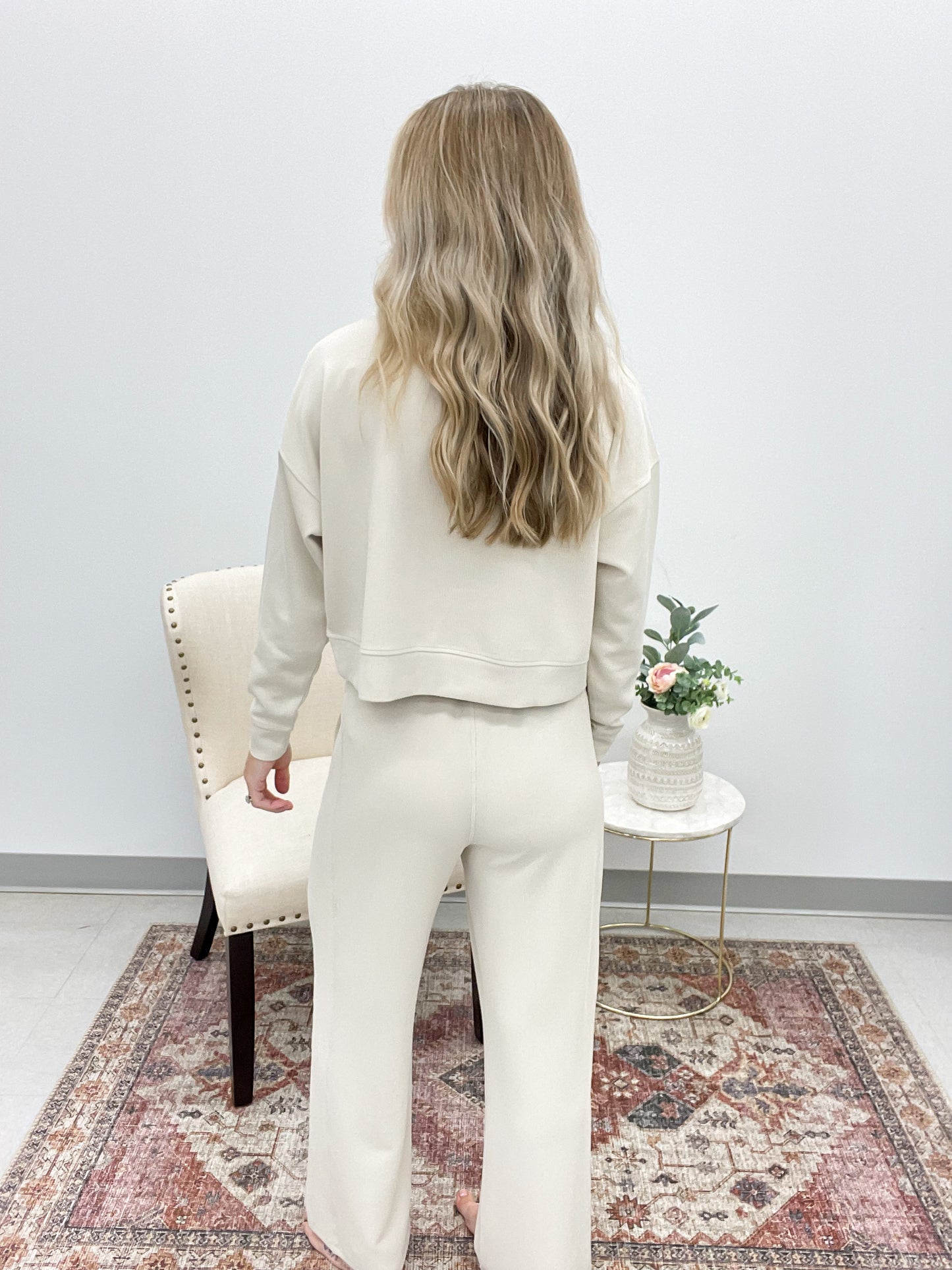 Travel Time Luxe Ribbed Athleisure Set Natural