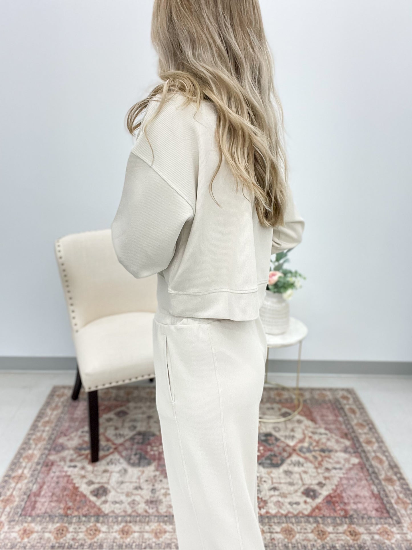 Travel Time Luxe Ribbed Athleisure Set Natural
