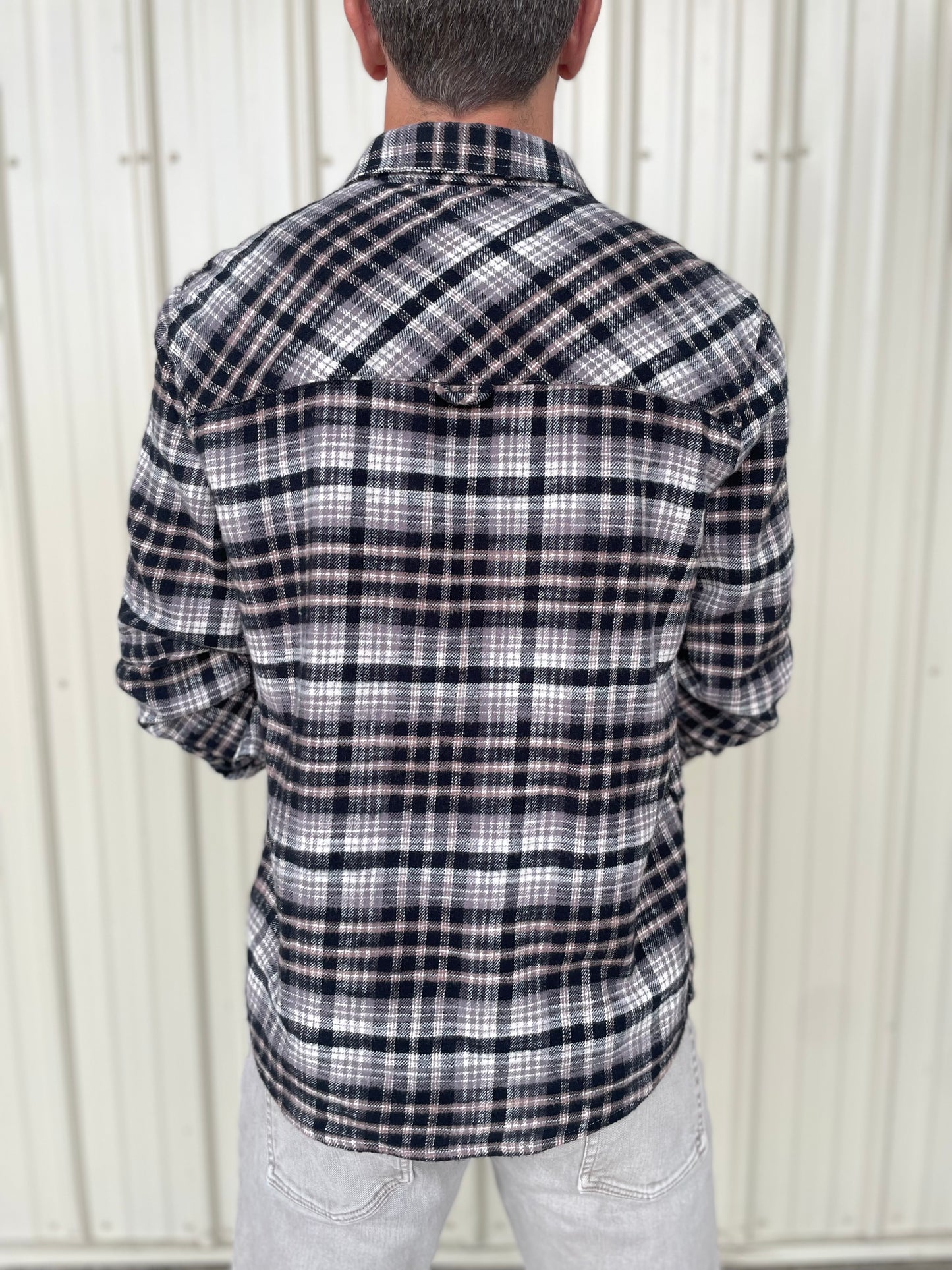 The Elk Plaid Flannel Cream Black