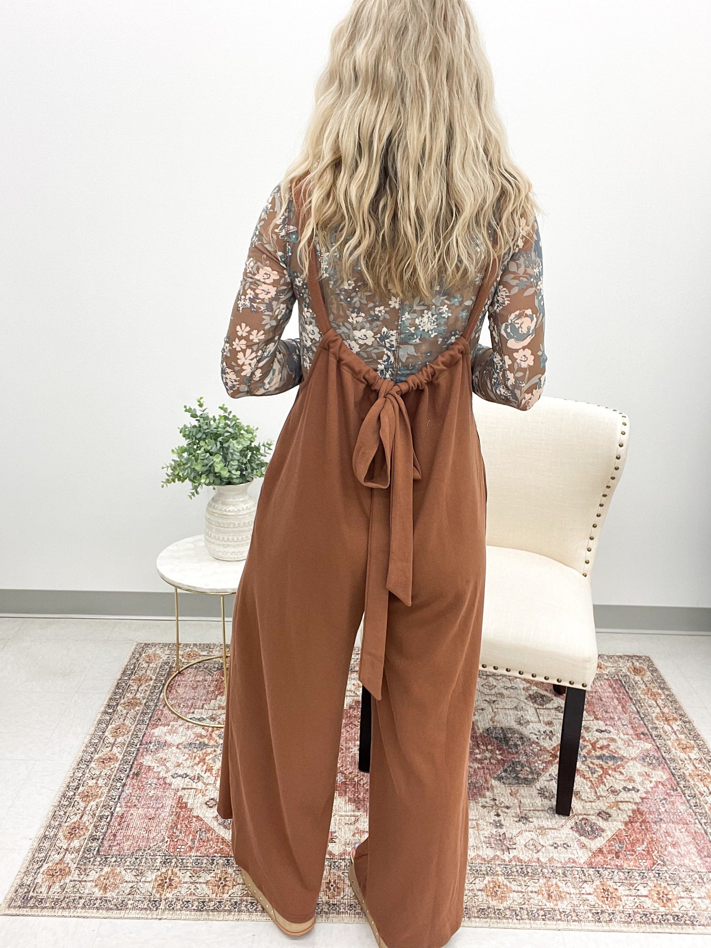 The Layla Drawstring Jumpsuit Mocha Brown