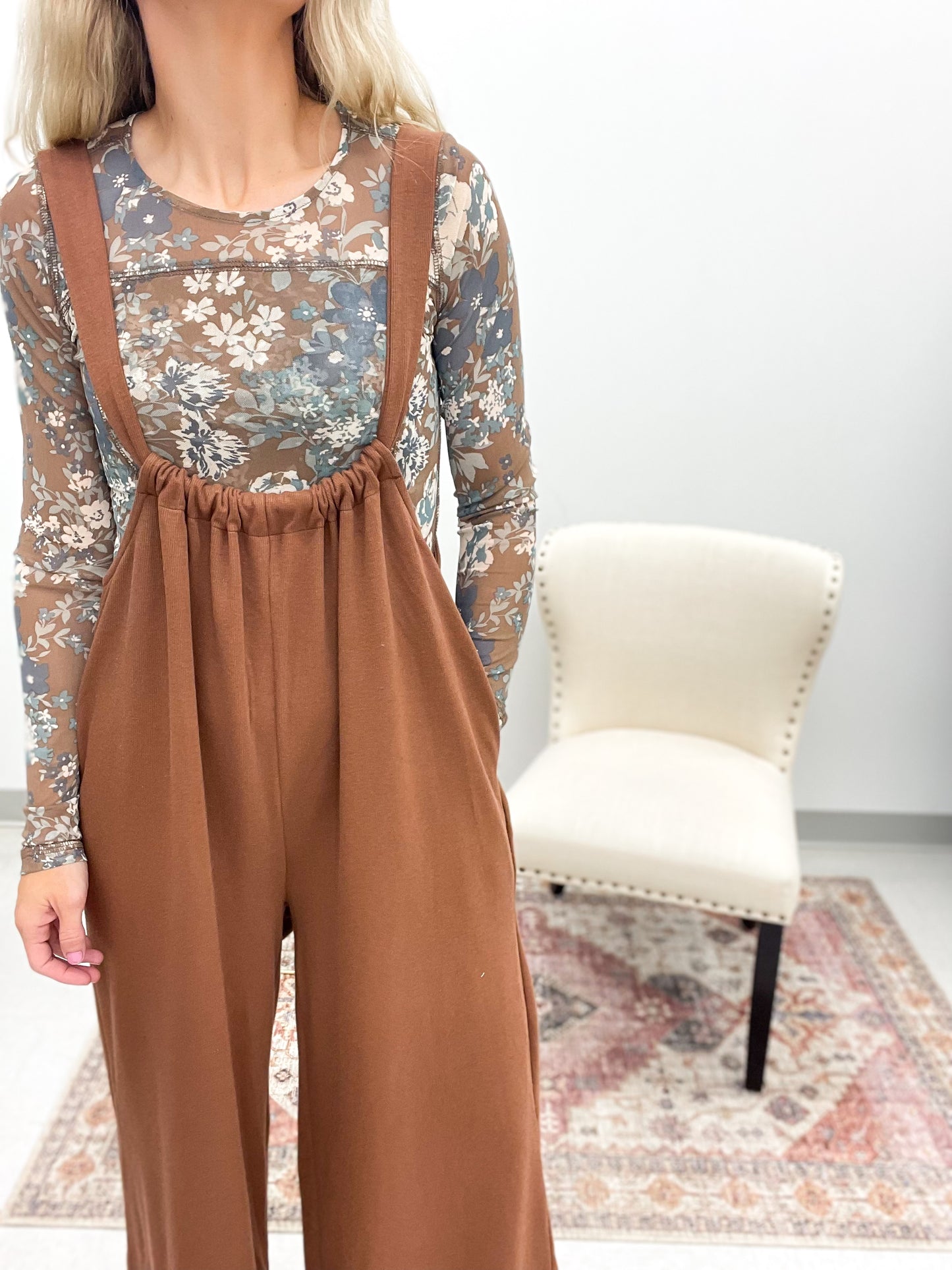 The Layla Drawstring Jumpsuit Mocha Brown