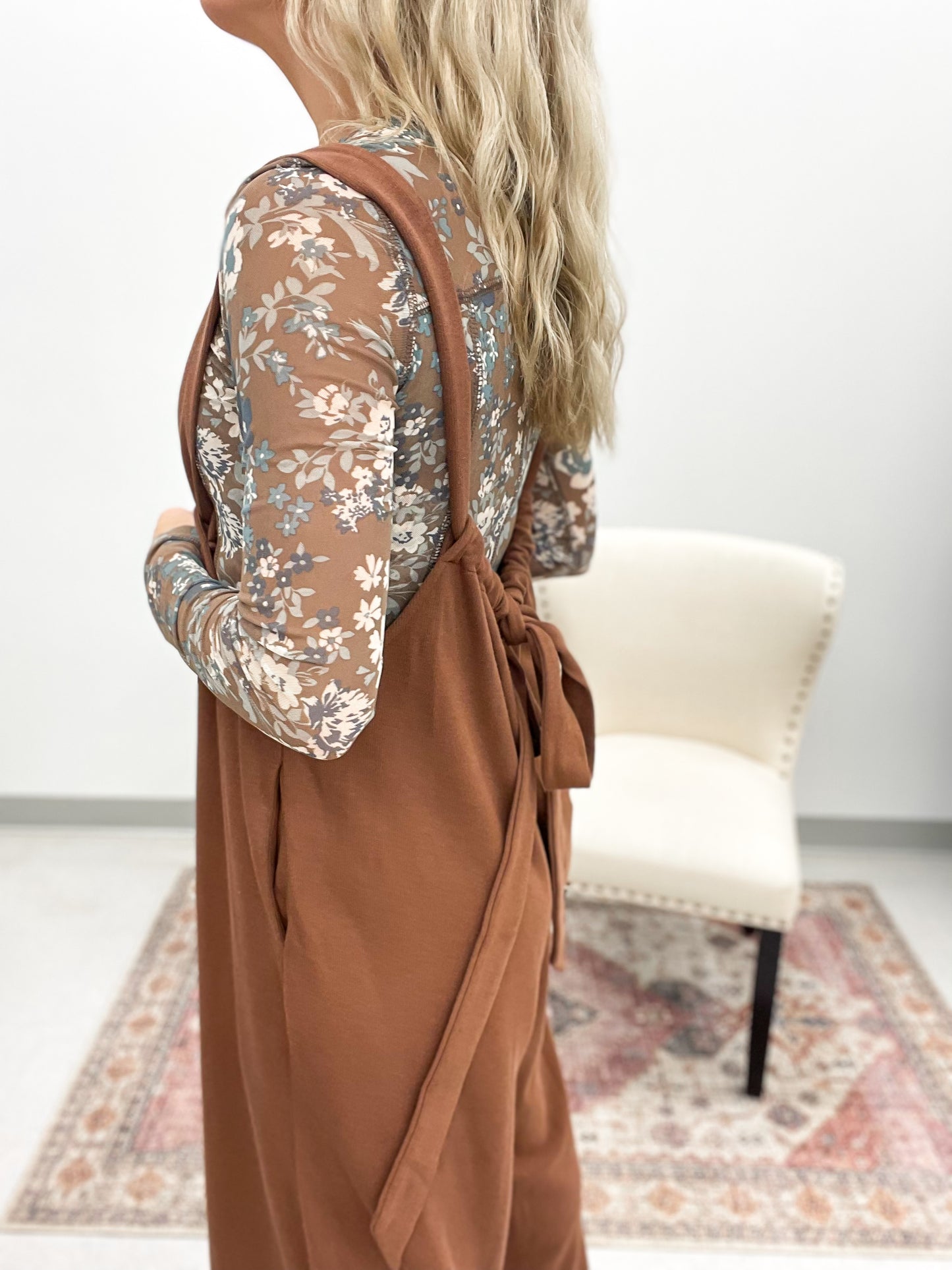 The Layla Drawstring Jumpsuit Mocha Brown