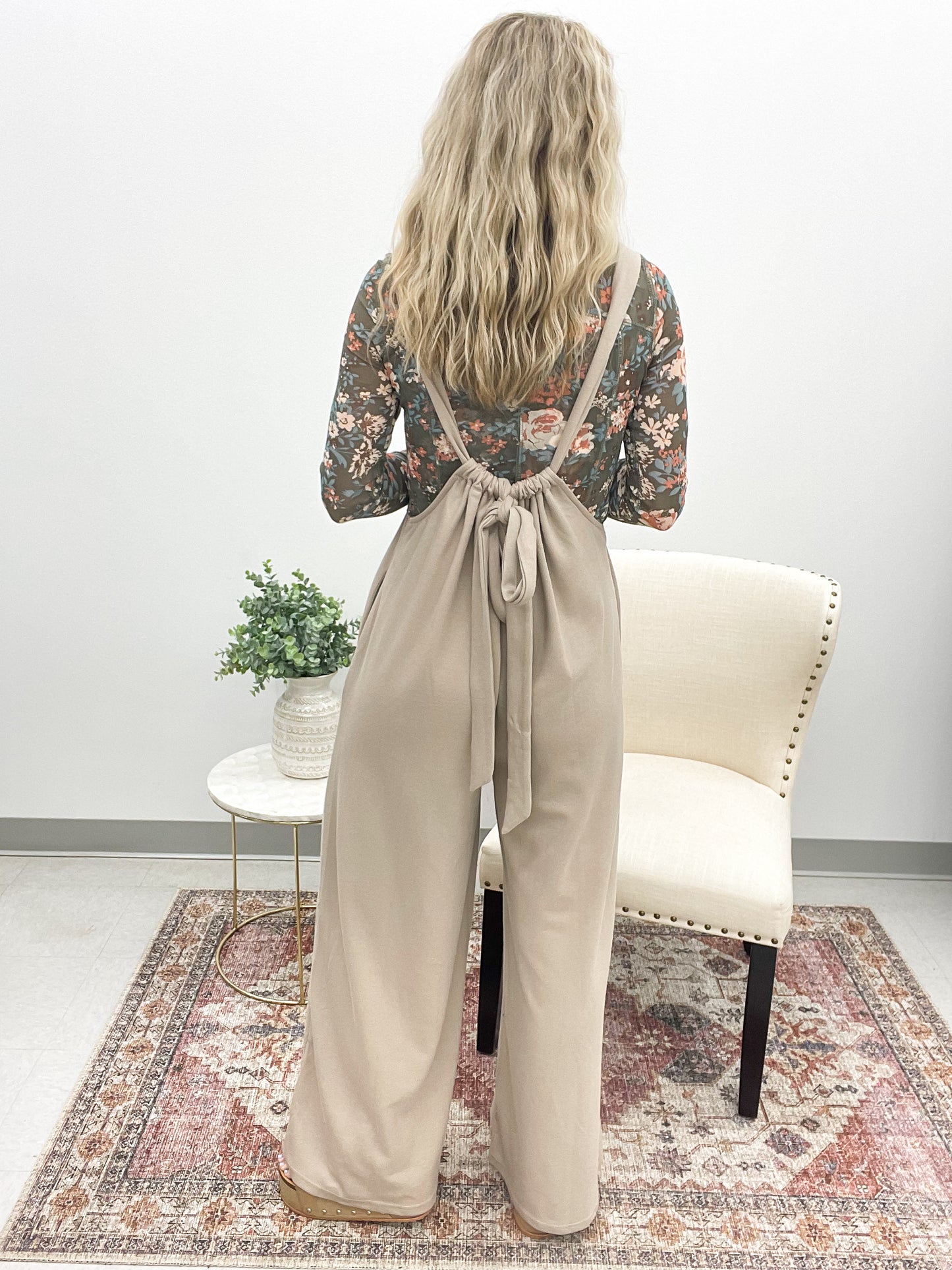 The Layla Drawstring Jumpsuit Beige