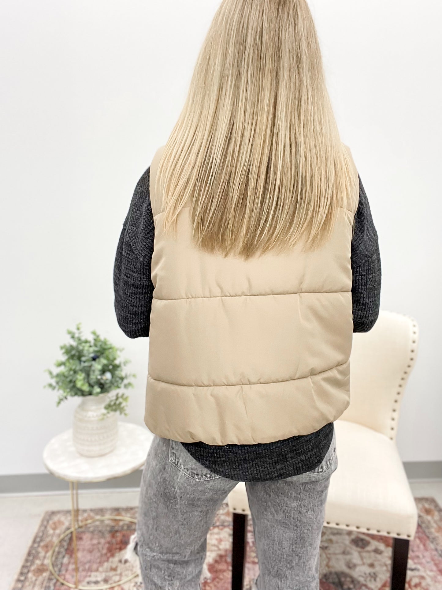 Chill Factor Zip Up Puffer Vest Mocha S-3X