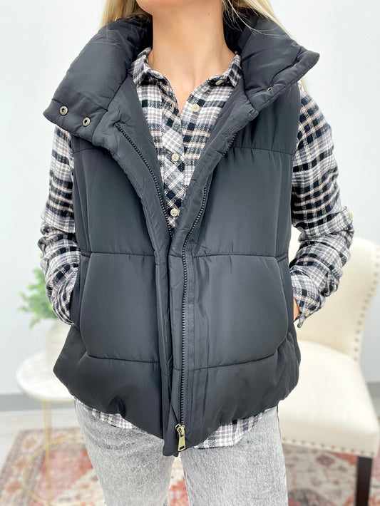 Chill Factor Zip Up Puffer Vest Black S-3X