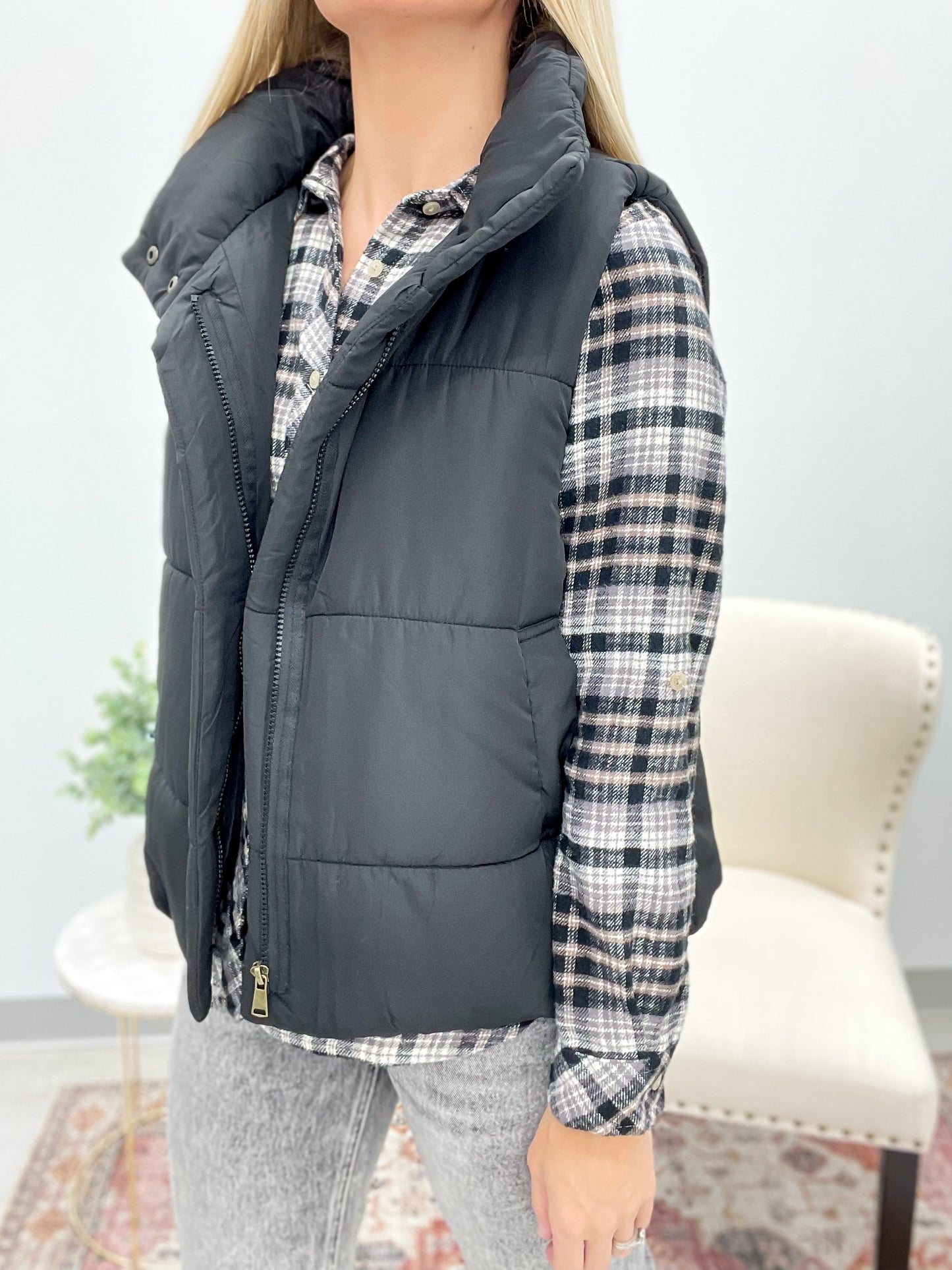 Chill Factor Zip Up Puffer Vest Black S-3X