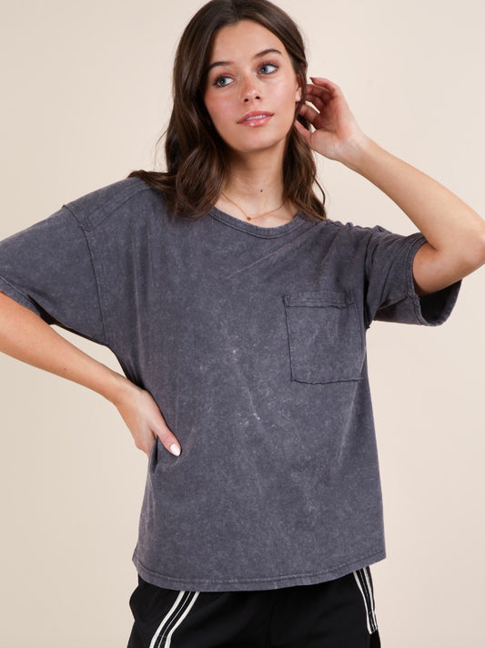 Every Day Style Mineral Wash Top Charcoal Extended